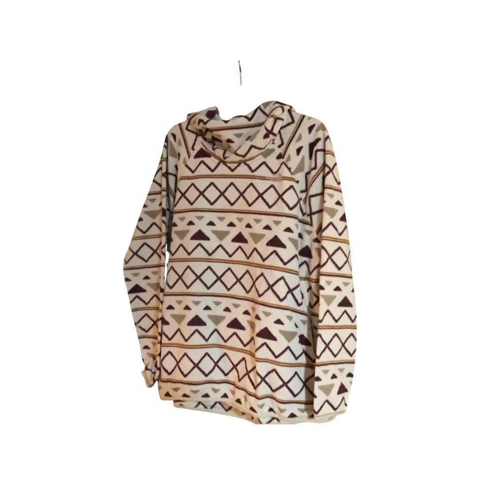 The North Face TKA Glacier Hoodie Womens XL Fleece Geometric Tribal Print Cream